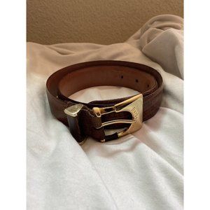 Burberry’s of London Brown Leather Belt Gold Buckle Made in Italy Size S 29”